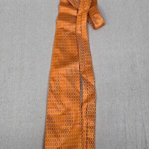 Bachrach Tie Mens Silk Orange Diamond Pattern Necktie Made in Italy Classic
